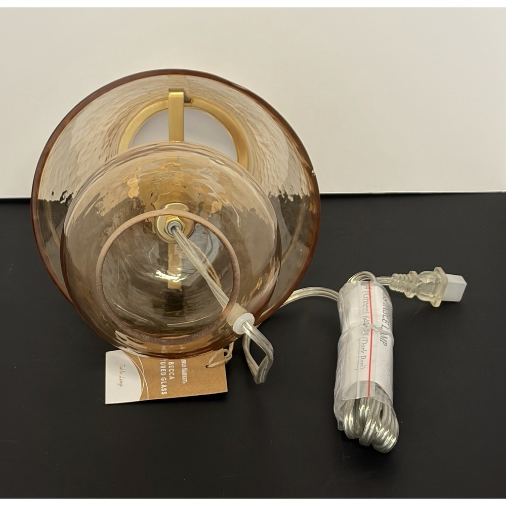 Becca Amber Textured Glass 12" Table Lamp - Brass Hardware, World Market READ! - Picture 11 of 11